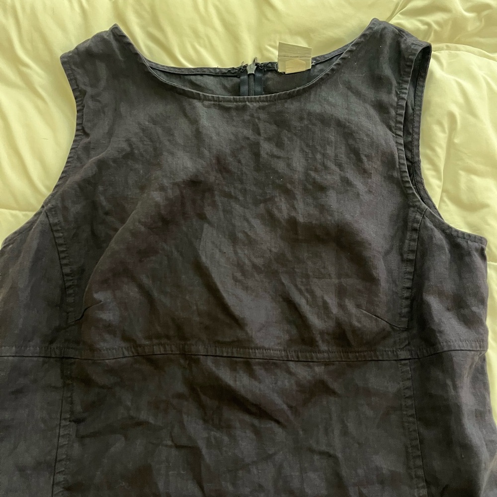 Old navy vintage dark blue linen sheath linen sleeveless mini dress women's - Picture 8 of 9